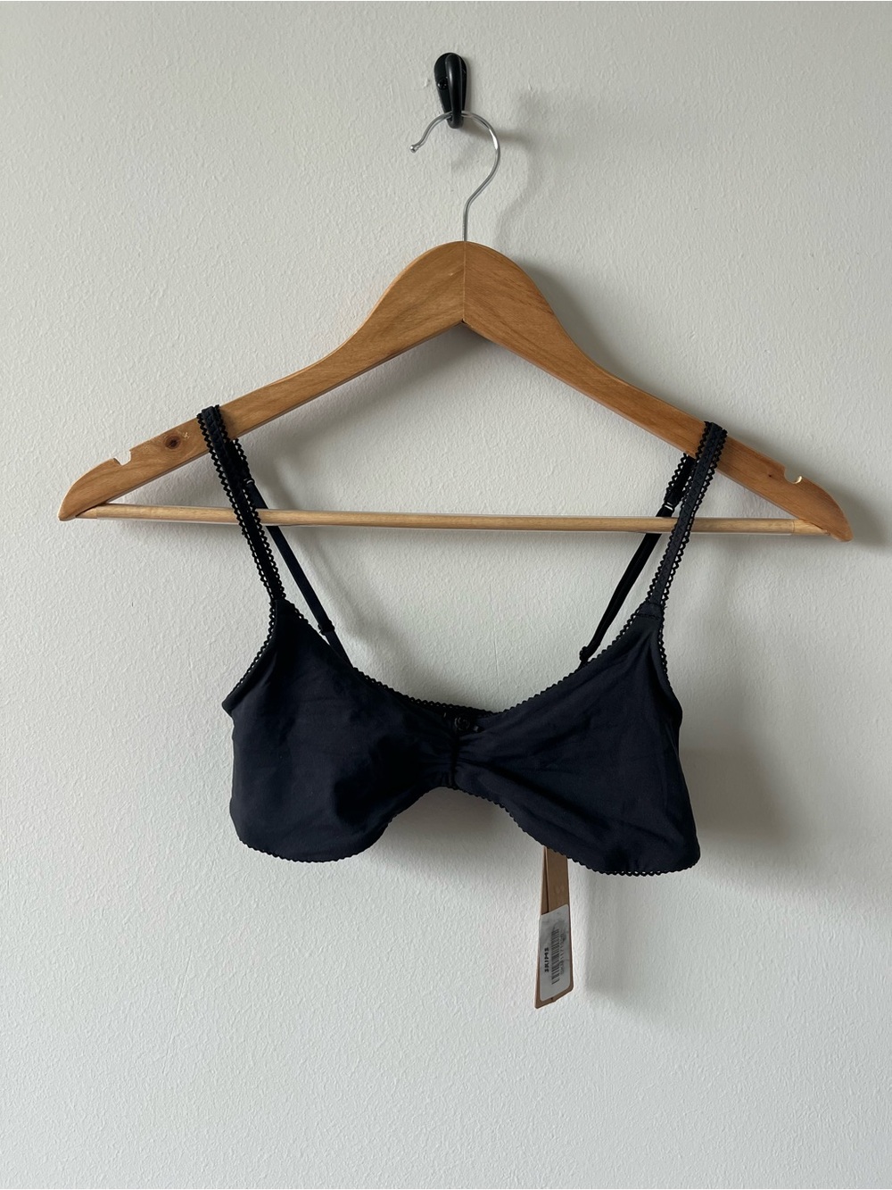SKIMS Fits Everybody Picot Skimpy Scoop Bralette Small NWT Onyx Color
